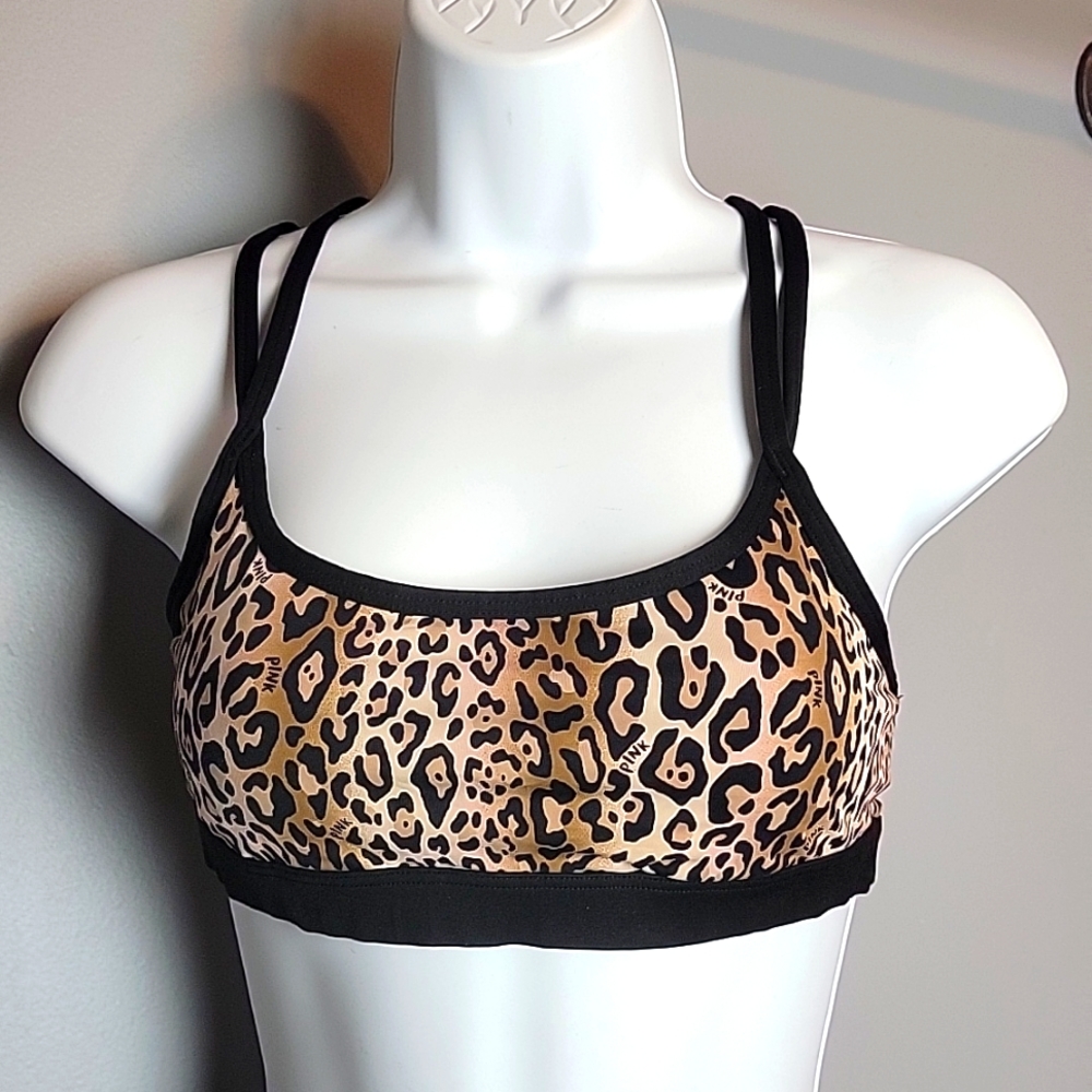 Pink Yoga Victoria Secret Medium Cheetah Print Crossback Sports Bra